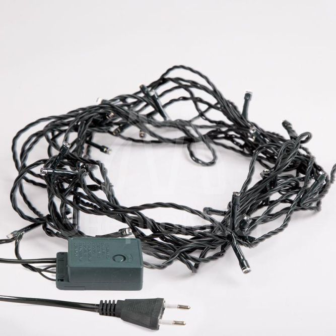 Гирлянда &amp;quot;ТВИНКЛ ЛАЙТ LED&amp;quot; (с контроллером 8 режимов) 6м 40LED 4Вт 220В IP20 бел. провод темн.-зел. ПВХ NEON-NIGHT 303-025