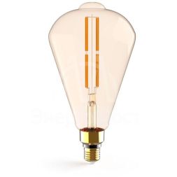 Лампа светодиодная филаментная Black Filament 6Вт ST164 золотая 2700К тепл. бел. E27 890лм GAUSS 157802118