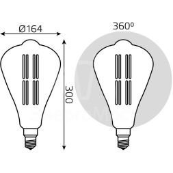 Лампа светодиодная филаментная Black Filament 6Вт ST164 золотая 2700К тепл. бел. E27 890лм GAUSS 157802118