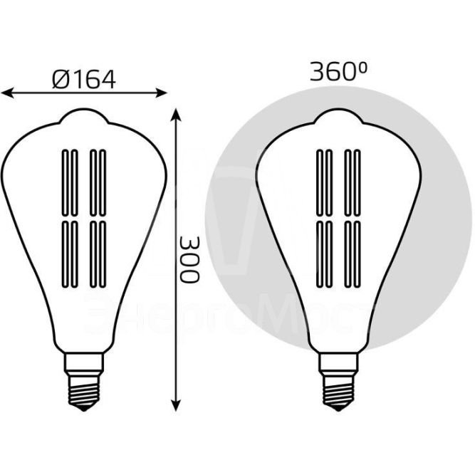 Лампа светодиодная филаментная Black Filament 6Вт ST164 золотая 2700К тепл. бел. E27 890лм GAUSS 157802118