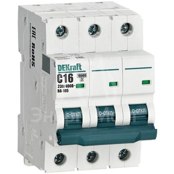 Выключатель автоматический модульный 3п C 16А 10кА ВА-105 DEKraft 13177DEK