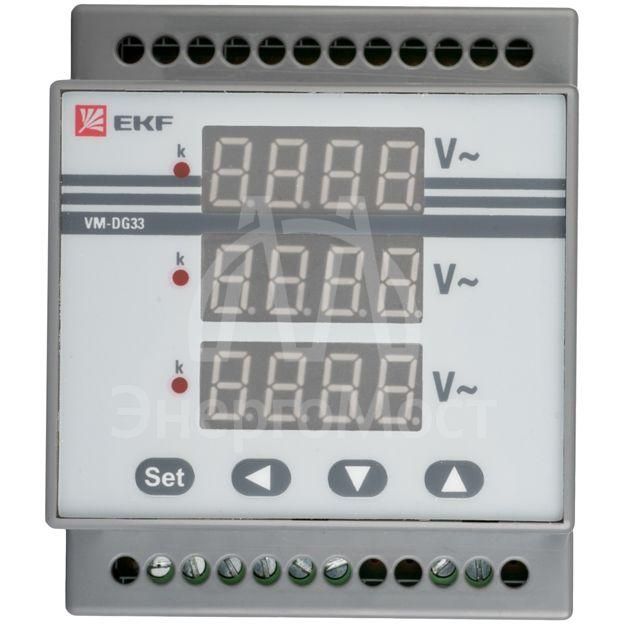 Вольтметр цифровой VD-G33 на DIN-рейку трехфазный EKF vd-g33
