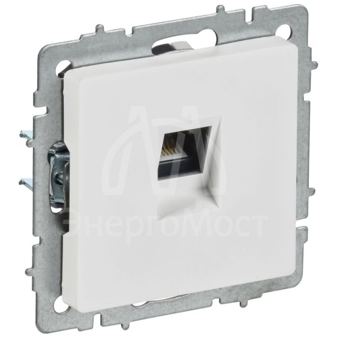 Розетка компьютерная СП BRITE РК11-БрАБ RJ45 кат.6 механизм арктич. бел. IEK BR-K10-2-K91