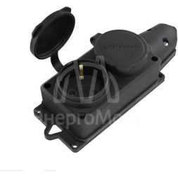 Колодка 2-х местная &amp;quot;КОМПАКТ&amp;quot; 1 ф. с заглушками каучук UNIVersal 1788