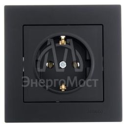 Розетка 1-м СП Vesna с заземл. ПБТ механизм черн. бархат LEZARD 742-4288-122B