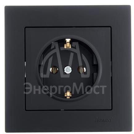 Розетка 1-м СП Vesna с заземл. ПБТ механизм черн. бархат LEZARD 742-4288-122B