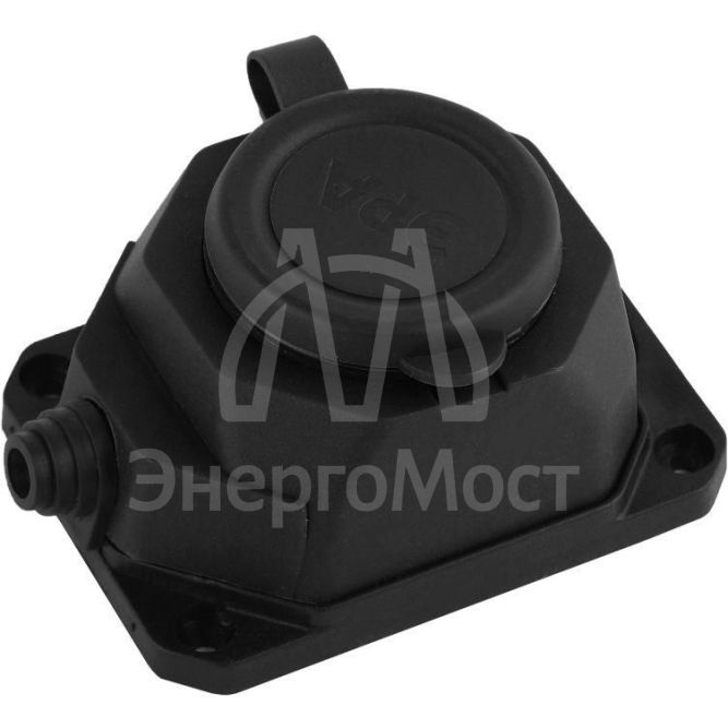 Колодка 1-м с заземл. 16А IP44 K-1e-B-IP44 каучук черн. Эра Б0044543