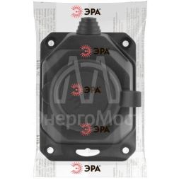 Колодка 1-м с заземл. 16А IP44 K-1e-B-IP44 каучук черн. Эра Б0044543