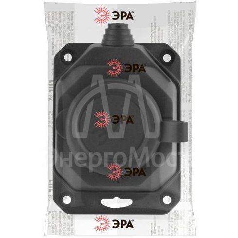 Колодка 1-м с заземл. 16А IP44 K-1e-B-IP44 каучук черн. Эра Б0044543