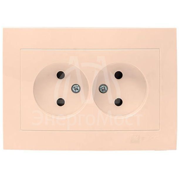 Розетка 2-м СП Валенсия 10А IP20 без заземл. защ. шторки крем. PROxima EKF EWR10-102-20