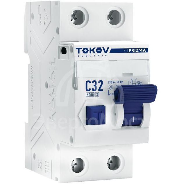 Выключатель автоматический дифференциального тока 2П (1P+N) 32А 30мА тип AC 6кА хар-ка C TOKOV Electric TKE-PZ60-RCBO-2-32-30-AC