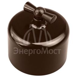 Выключатель поворотный 1-кл. ретро пластик корич. Bironi R1-210-22