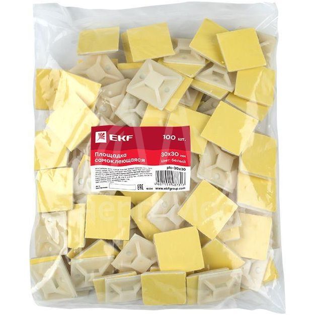 Площадка самоклеящаяся 30х30мм бел. (уп.100шт) EKF plc-30x30