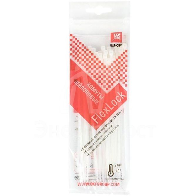 Хомут P6.6 2.5х150 FlexLock стандартный бел. (уп.100шт) PROxima EKF plc-fl-ctsw-2.5x150