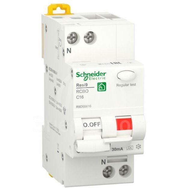 Выключатель автоматический дифференциального тока (ДИФ) RESI9 1P+N С 16А 6000А 30мА тип A SchE R9D55616