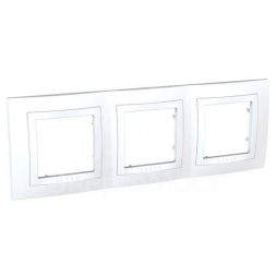 Рамка 3-м Unica с декор. накл. бел. SchE MGU2.006.18