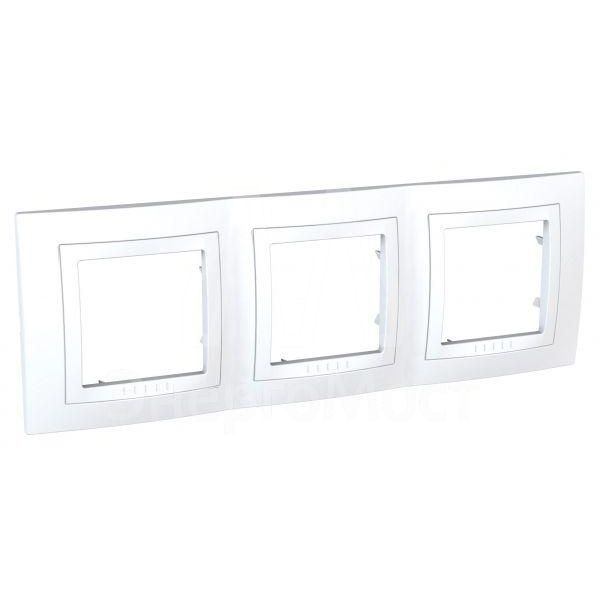Рамка 3-м Unica с декор. накл. бел. SchE MGU2.006.18