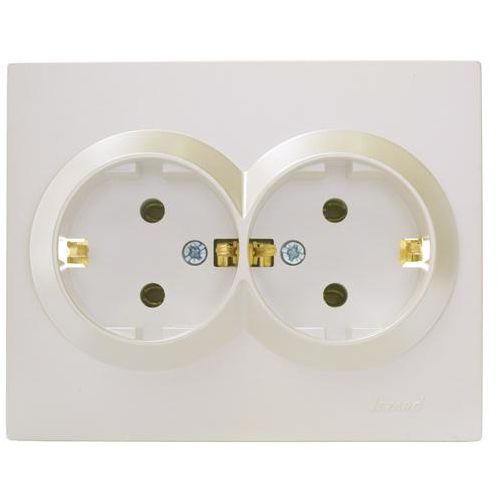 Розетка 2-м СП VESNA с заземл. ПБТ жемчуж./бел. перламутр LEZARD 742-3000-127B