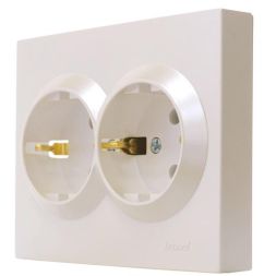 Розетка 2-м СП VESNA с заземл. ПБТ жемчуж./бел. перламутр LEZARD 742-3000-127B
