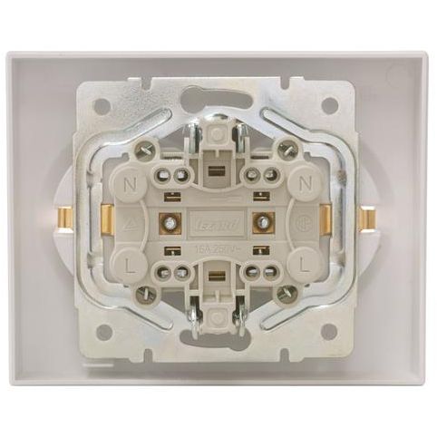 Розетка 2-м СП VESNA с заземл. ПБТ жемчуж./бел. перламутр LEZARD 742-3000-127B