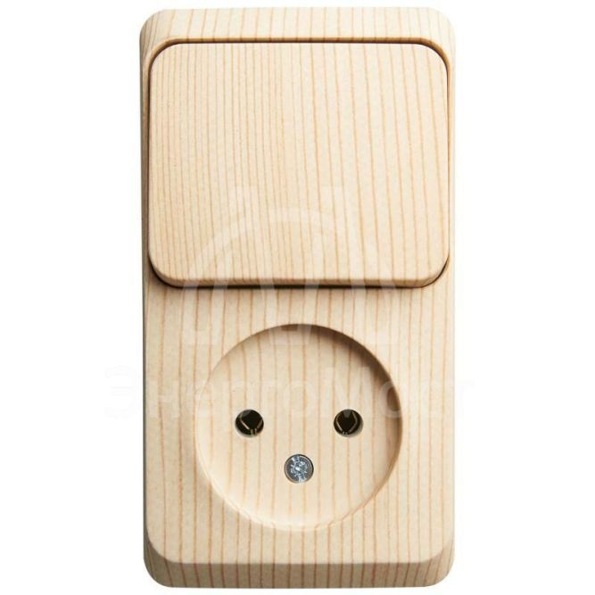 Блок ОП Этюд (1-м розетка без заземления + 1-кл. выкл.) сосна SchE BPA16-204D