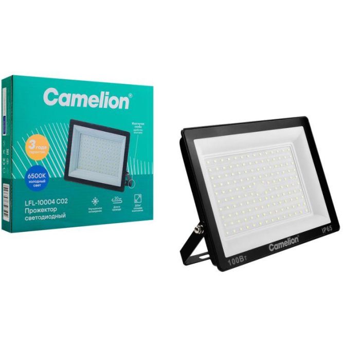 Прожектор LFL-10004 C02 (LED SMD 100Вт 10000лм 230В 6500К 245х233.5Х31) черн. Camelion 16333