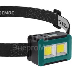 Фонарь налобный 4Вт COB LED 3xAA корпус ABS-пластик регулируемый эласт. ремешок КОСМОС KOC519B