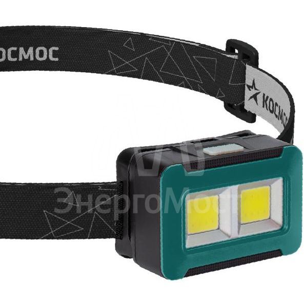 Фонарь налобный 4Вт COB LED 3xAA корпус ABS-пластик регулируемый эласт. ремешок КОСМОС KOC519B
