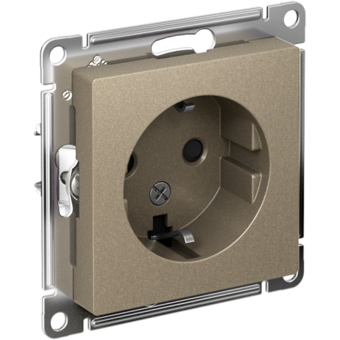 Механизм розетки 1-м СП AtlasDesign 16А с заземл. защ. шторки шампань SchE ATN000545