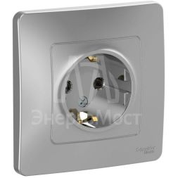 Розетка 1-м СП BLANCA 16А 250В без шторок с заземл. алюм. SchE BLNRS001013