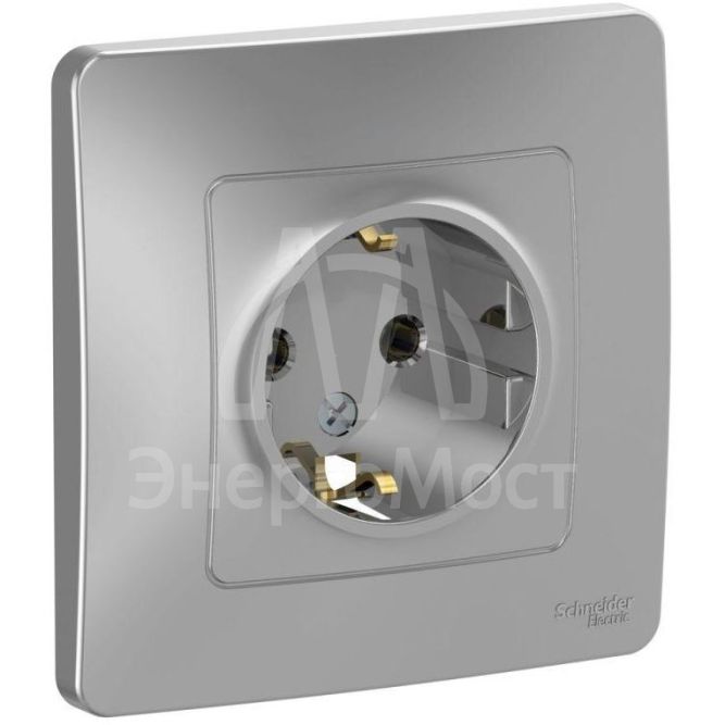 Розетка 1-м СП BLANCA 16А 250В без шторок с заземл. алюм. SchE BLNRS001013