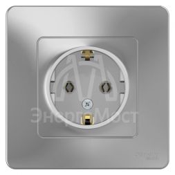 Розетка 1-м СП BLANCA 16А 250В без шторок с заземл. алюм. SchE BLNRS001013