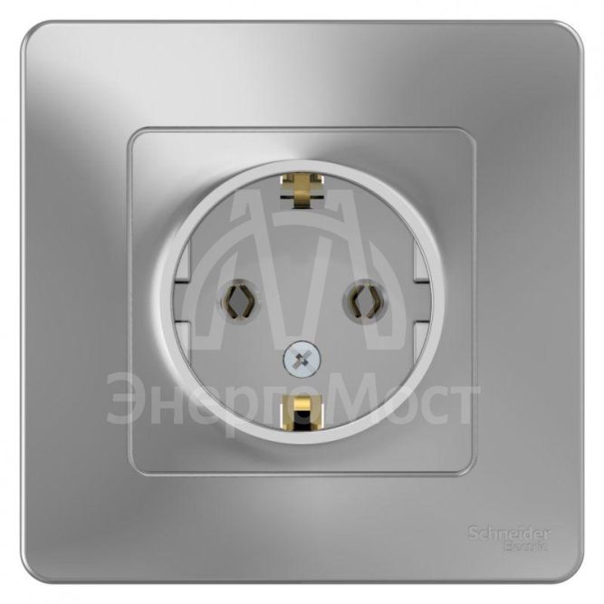 Розетка 1-м СП BLANCA 16А 250В без шторок с заземл. алюм. SchE BLNRS001013