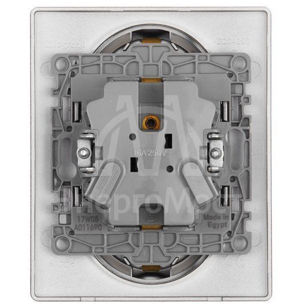Розетка 2-м СП Etika 16А IP20 250В 2P+E с заземл. немецк. стандарт винт. клеммы в сборе антрацит Leg 672623