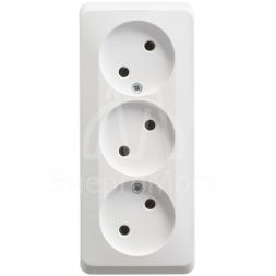 Розетка 3-м ОП Этюд 16А IP20 без заземл. без защ. шторок бел. SchE PA16-009B