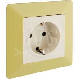 Механизм розетки 1-м СП Valena Life 16А IP2X 250В 2К+З с лиц. панелью безвинт. зажимы сл. кость Leg 753521