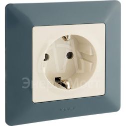 Механизм розетки 1-м СП Valena Life 16А IP2X 250В 2К+З с лиц. панелью безвинт. зажимы сл. кость Leg 753521