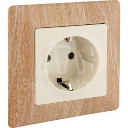 Механизм розетки 1-м СП Valena Life 16А IP2X 250В 2К+З с лиц. панелью безвинт. зажимы сл. кость Leg 753521