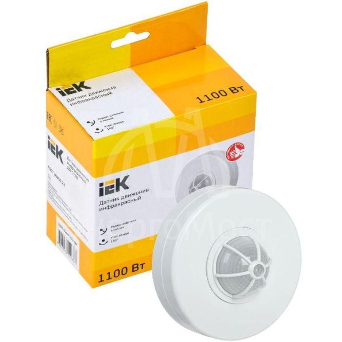 Детектор движения ДД 024В 1100Вт угол. обз. 180-360град. IP33 бел. IEK LDD11-024B-1100-001