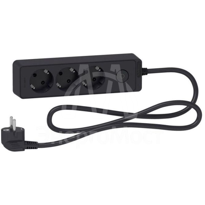 Удлинитель UNICA EXTEND 3 розетки 2К+З кабель 1.5м черн. SchE ST9431B