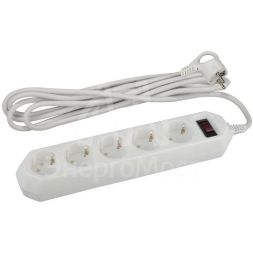 Удлинитель с сетевым фильтром 5х1.5м USF-5es-1.5m-W с заземл с выкл. ПВС 3х0.75 бел. ЭРА Б0019031