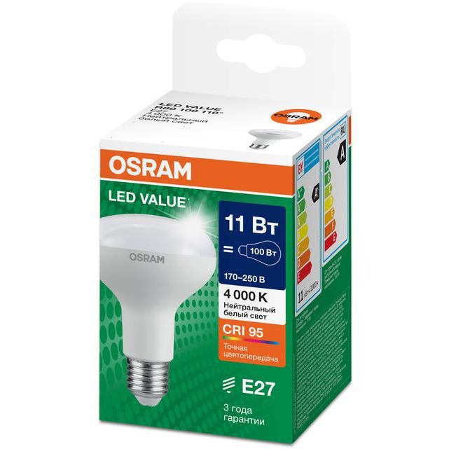 Лампа светодиодная LED G4 Value LVR80100 11W/940 CRI95 11Вт 4000К 1100лм грибовидная матов. E27 170-250В OSRAM 4610590511778