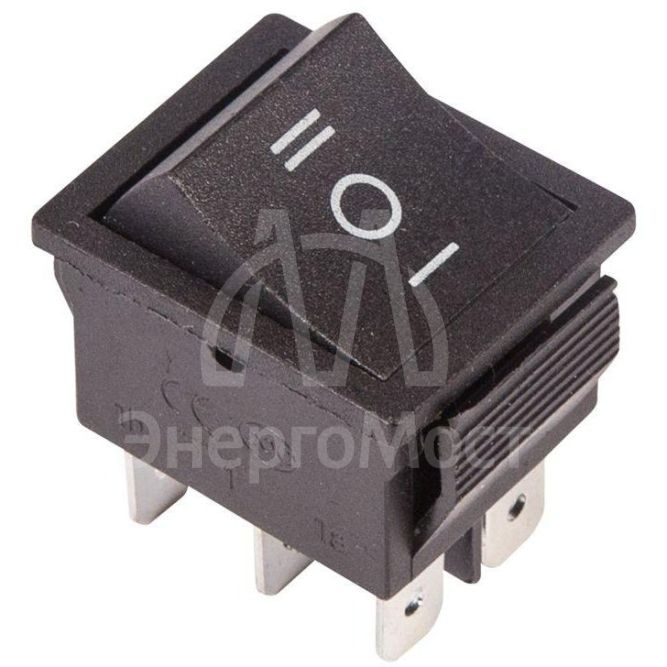 Выключатель клавишный 250В 15А (6с) (ON)-OFF-(ON) с нейтралью (RWB-508 SC-767) черн. Rexant 36-2370