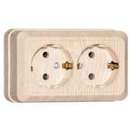 Розетка 2-м ОП Олимп 16А с заземл. сосна UNIVersal 5560865