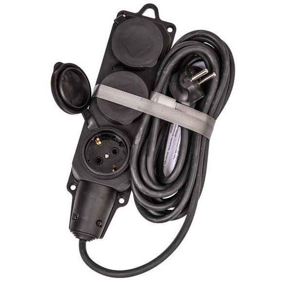 Удлинитель на каучуковой колодке 3х5м 16А IP44 250В 4кВт каучук КГ 3х2.5 черн. УХз16 Россия КОСМОС YKsm5m-3g(16A)KG-B