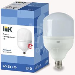 Лампа светодиодная HP 65Вт 230В 6500К E40 IEK LLE-HP-65-230-65-E40