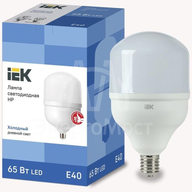 Лампа светодиодная HP 65Вт 230В 6500К E40 IEK LLE-HP-65-230-65-E40