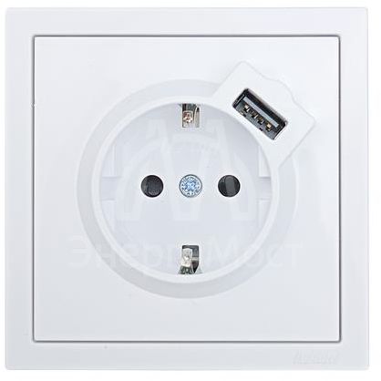 Розетка 1-мест. с/з+USB разъем ZIMA IP20 бел. LEZARD 704-0288-181