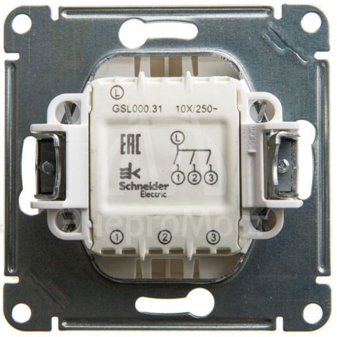 Механизм выключателя 3-кл. СП Glossa 10А IP20 (сх. 3) 10AX перламутр SchE GSL000631