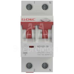 Выключатель автоматический дифференциального тока 2п (1P+N) C 16А 30мА тип A 6кА MDR63N YON MDR63N-1N2C16-A